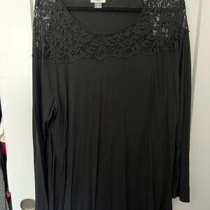Old Navy Black Lace Long Sleeve Top